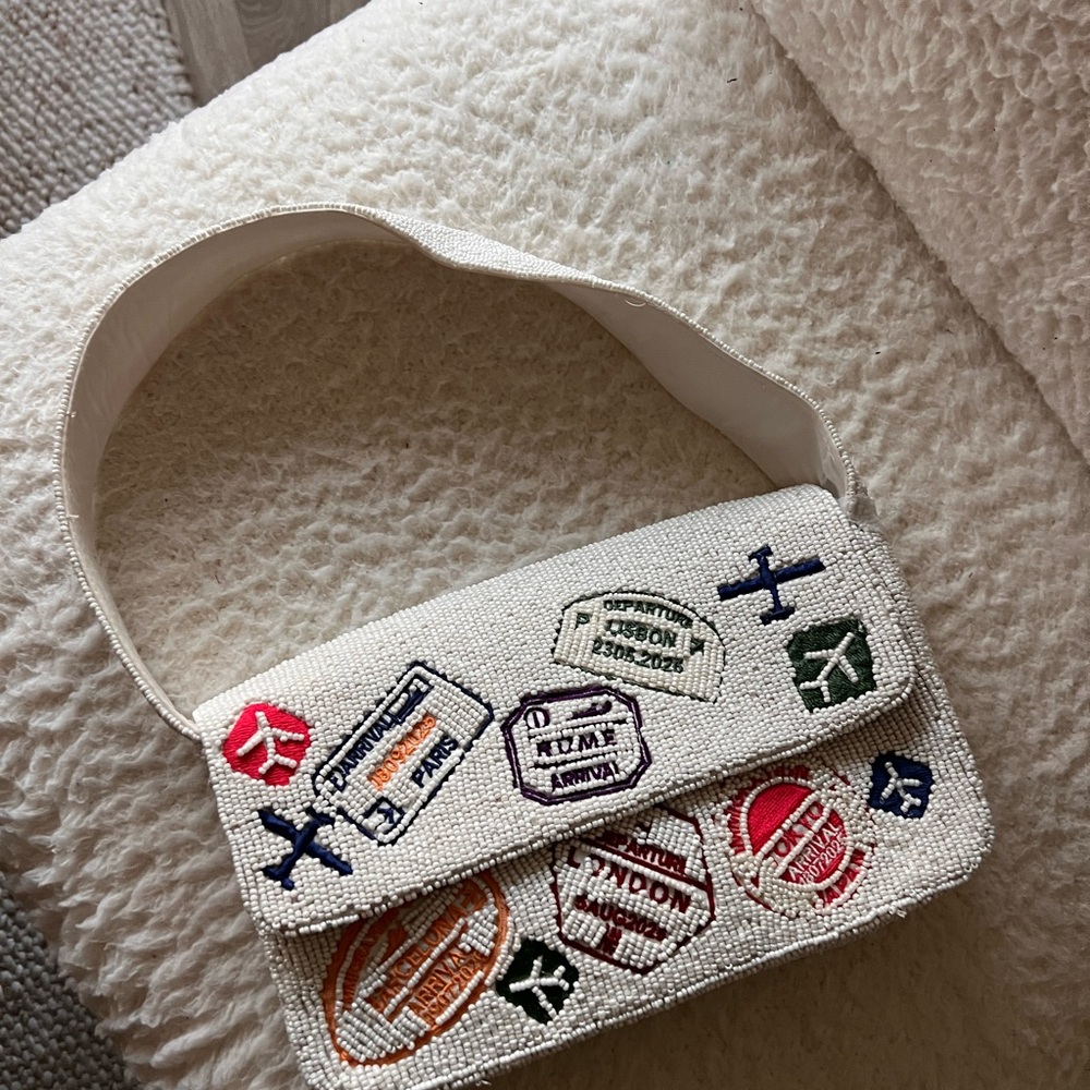 Handcrafted Embroidered White Shoulder Bag